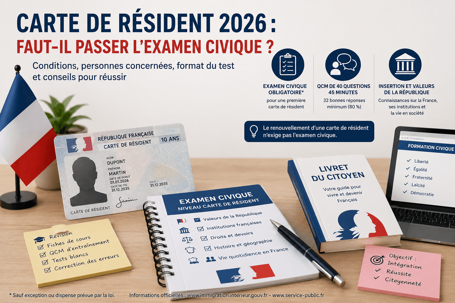 Carte de résident 2026 : faut-il passer l’examen civique ?